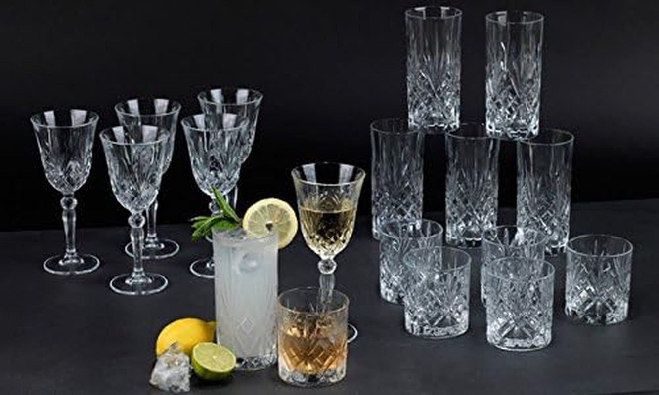 Set of 6 CRYSTAL HIGHBALL Durable Drinking Glasses Limited Edition Glassware Drinkware Cups/Coolers (11Oz)