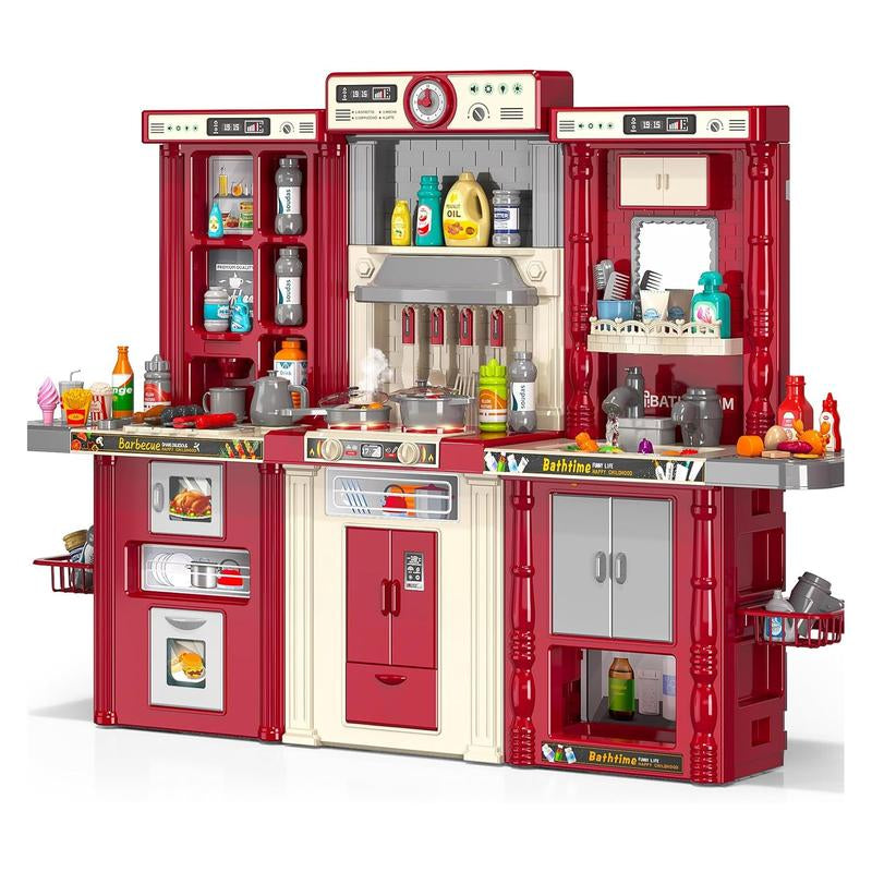 Play Kitchen Set, Pretend Play Playset Includes Toy Kitchen Accessories for Pretend Play, Indoor/Outdoor Toys Playset Christmas Birthday Gifts