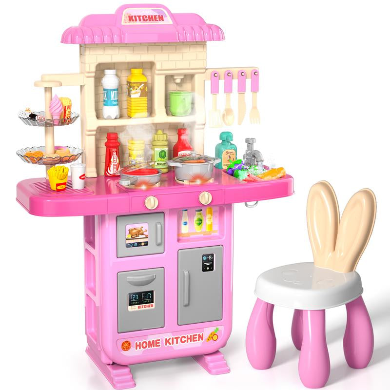 Play Kitchen Set, Pretend Play Playset Includes Toy Kitchen Accessories for Pretend Play, Indoor/Outdoor Toys Playset Christmas Birthday Gifts