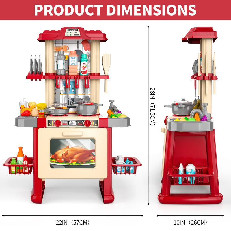 Play Kitchen Set, Pretend Play Playset Includes Toy Kitchen Accessories for Pretend Play, Indoor/Outdoor Toys Playset Christmas Birthday Gifts