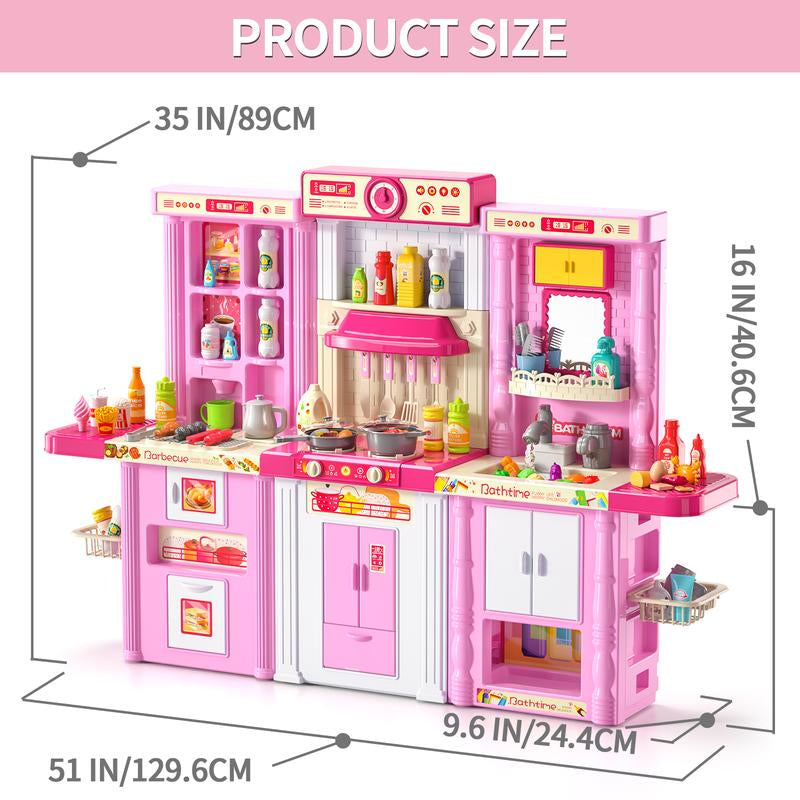 Play Kitchen Set, Pretend Play Playset Includes Toy Kitchen Accessories for Pretend Play, Indoor/Outdoor Toys Playset Christmas Birthday Gifts