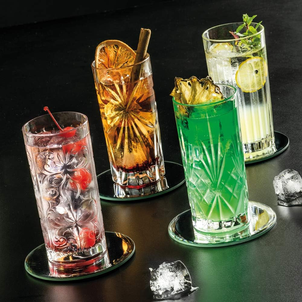 Set of 6 CRYSTAL HIGHBALL Durable Drinking Glasses Limited Edition Glassware Drinkware Cups/Coolers (11Oz)