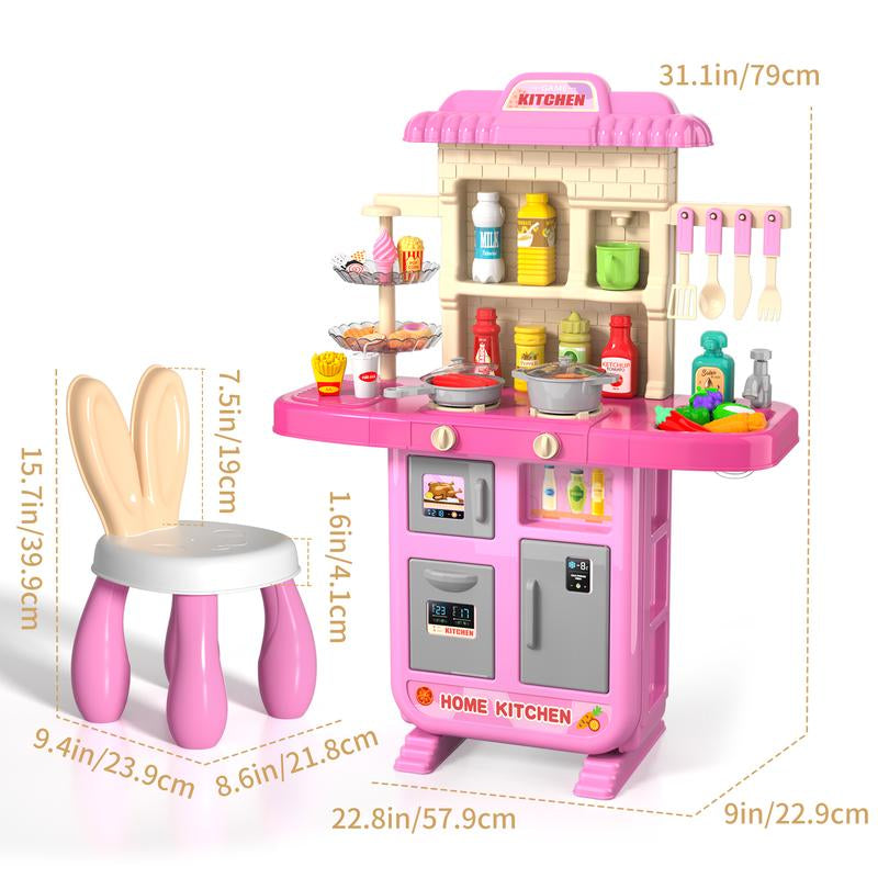 Play Kitchen Set, Pretend Play Playset Includes Toy Kitchen Accessories for Pretend Play, Indoor/Outdoor Toys Playset Christmas Birthday Gifts