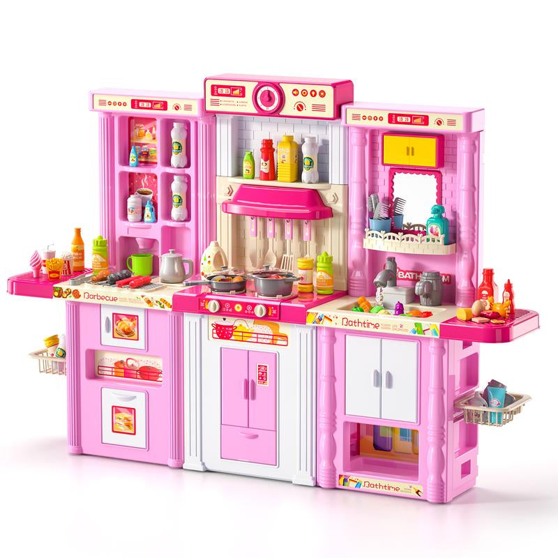 Play Kitchen Set, Pretend Play Playset Includes Toy Kitchen Accessories for Pretend Play, Indoor/Outdoor Toys Playset Christmas Birthday Gifts